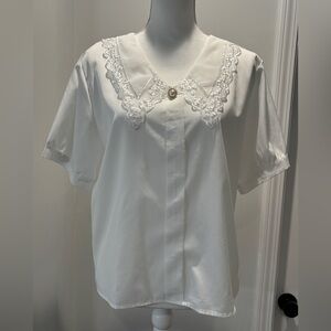 Elegant White Lace Collar Blouse